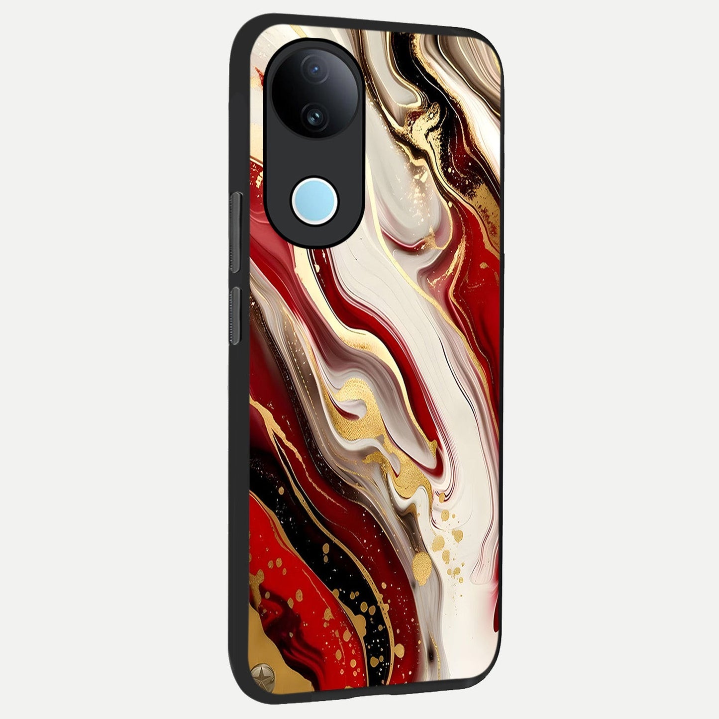  Red And White Marble back cover for  iQOO Z10R slim fit glass case with vibrant aesthetic design
