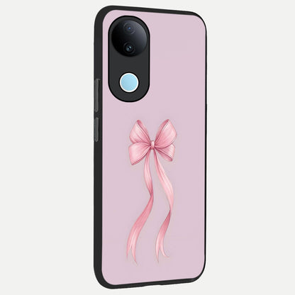  Soft Blush Bow back cover for  iQOO Z10R slim fit glass case with vibrant aesthetic design