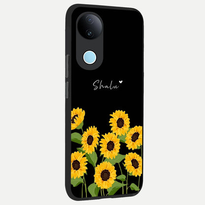  Sunflower Sky Bloom back cover for  iQOO Z10R slim fit glass case with vibrant aesthetic design