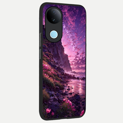  Twilight Blossom Coast back cover for iQOO Z10R slim fit glass case with vibrant aesthetic design