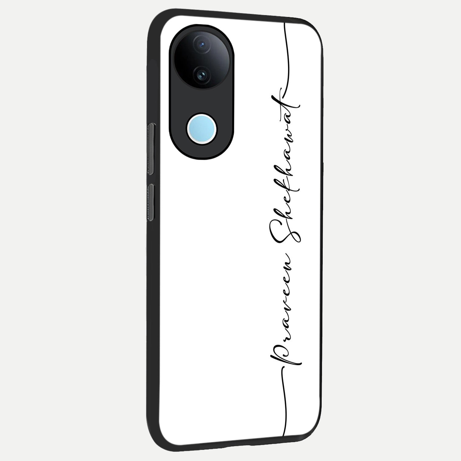  White Tune Custom Name back cover for  iQOO Z10R slim fit personalized glass case with aesthetic design