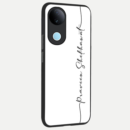 White Tune Custom Name back cover for  iQOO Z10R slim fit personalized glass case with aesthetic design
