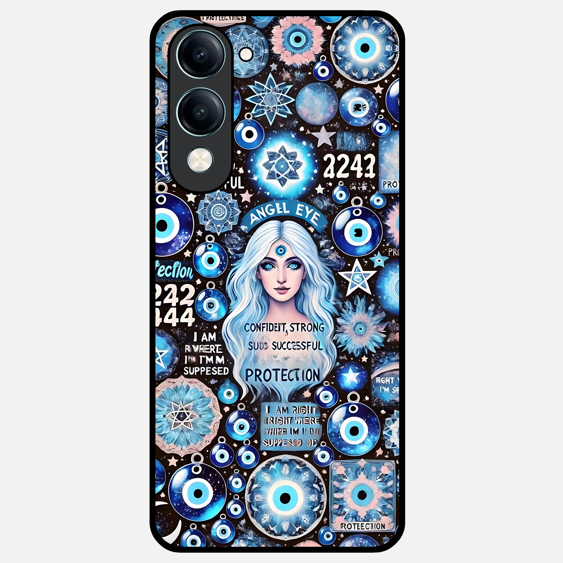  Angel Aura Shield Glass Case for iQOO Z10 Lite back cover – full design glossy printed glass finish