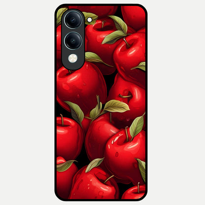  Apple Pattern Glass Case for iQOO Z10 lite back cover – full design glossy printed glass finish