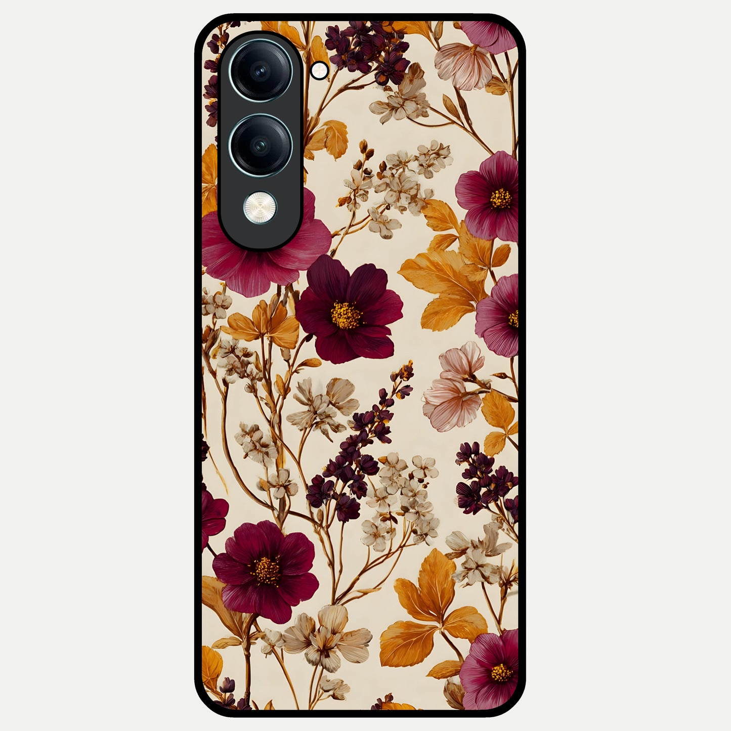  Autumn Wine Bloom Glass Case for iQOO Z10 Lite back cover – full design glossy printed glass finish