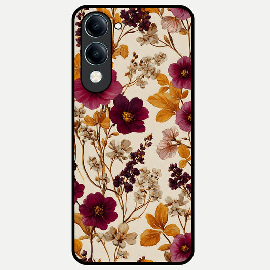  Autumn Wine Bloom Glass Case for iQOO Z10 Lite back cover – full design glossy printed glass finish