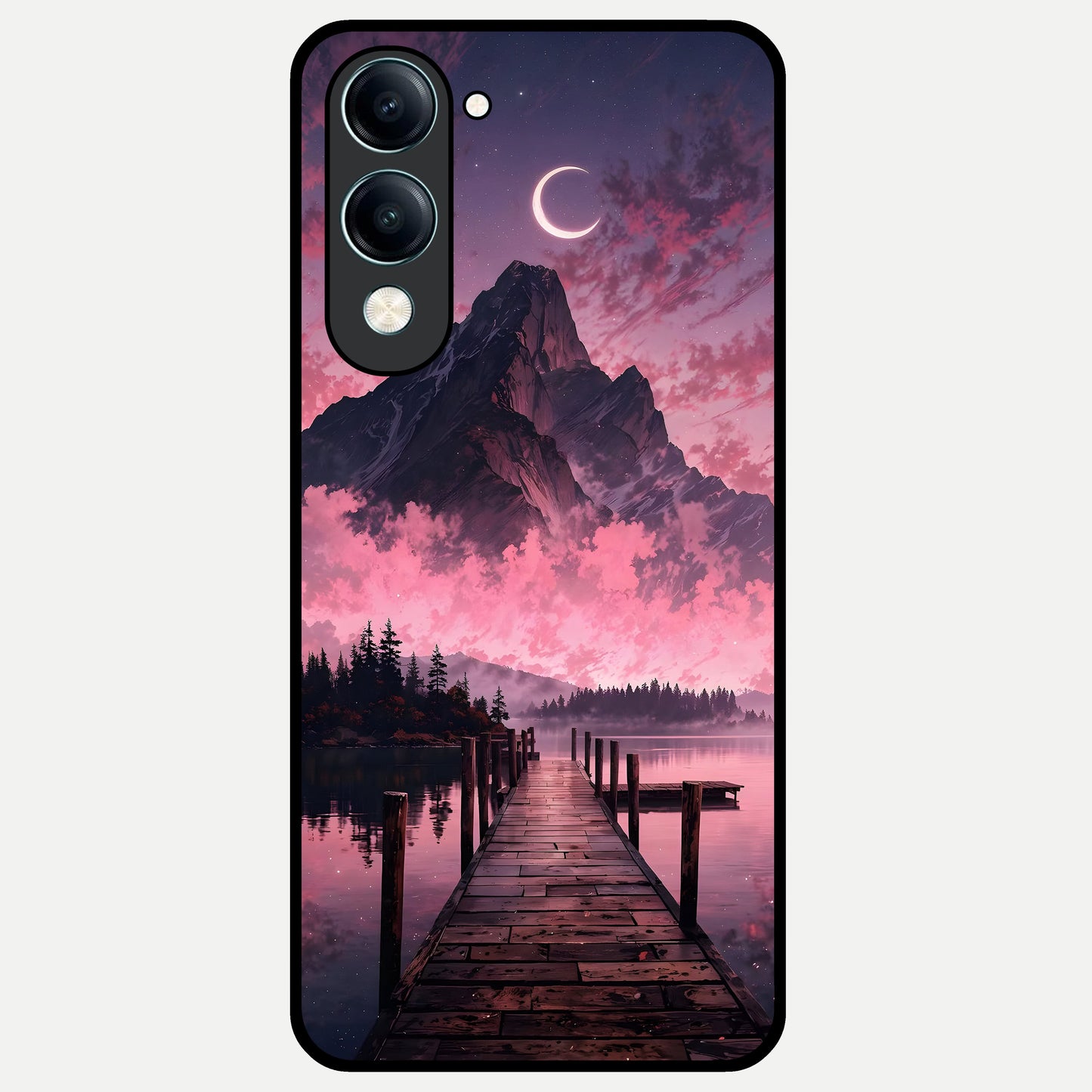  Beautiful Mountain View Glass Case for iQOO Z10 lite back cover – full design glossy printed glass finish
