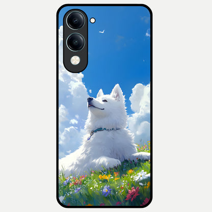 Blissful Cloud Pup Glass Case for iQOO Z10 Lite back cover – full design glossy printed glass finish