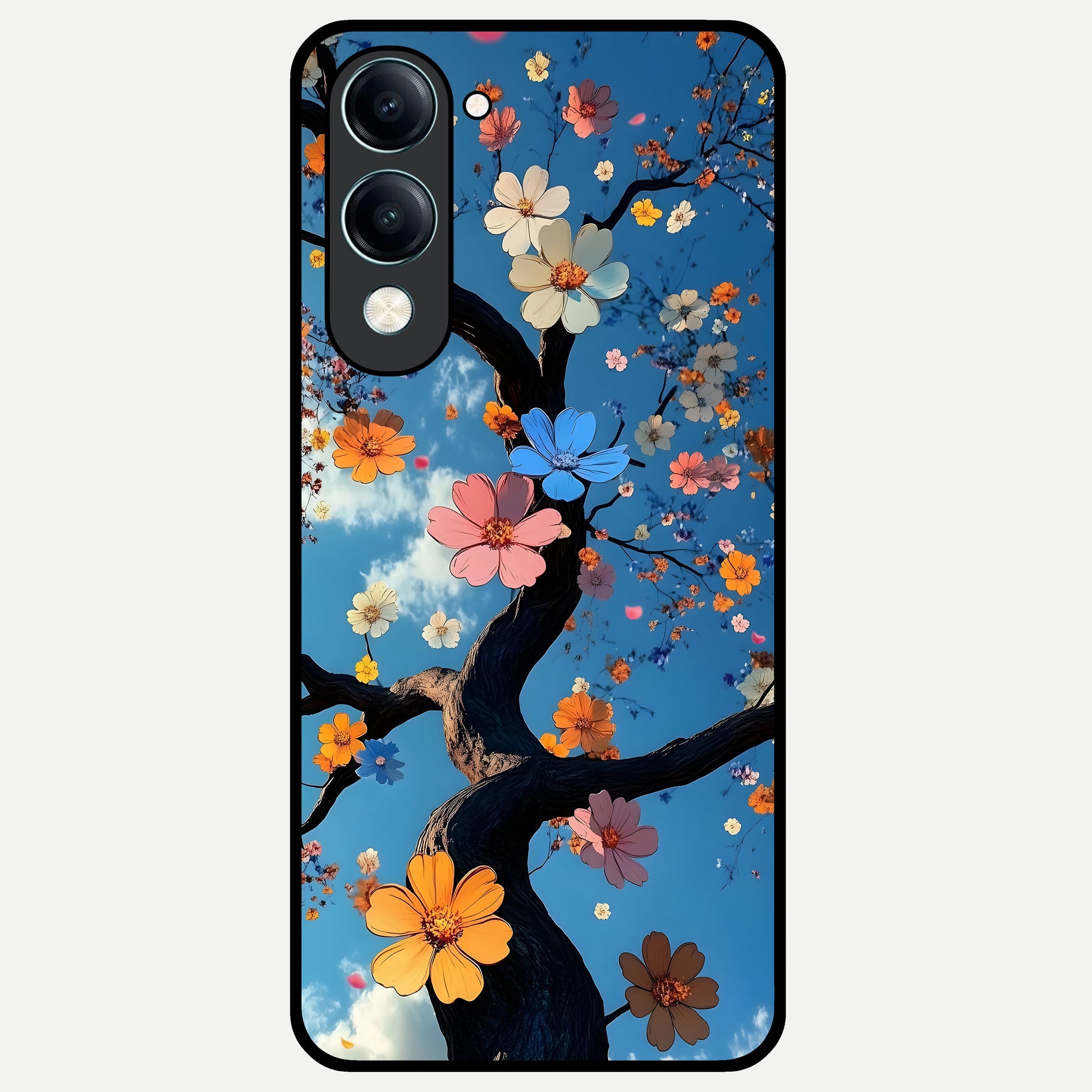  Blossom Dream Sky Glass Case for iQOO Z10 Lite back cover – full design glossy printed glass finish