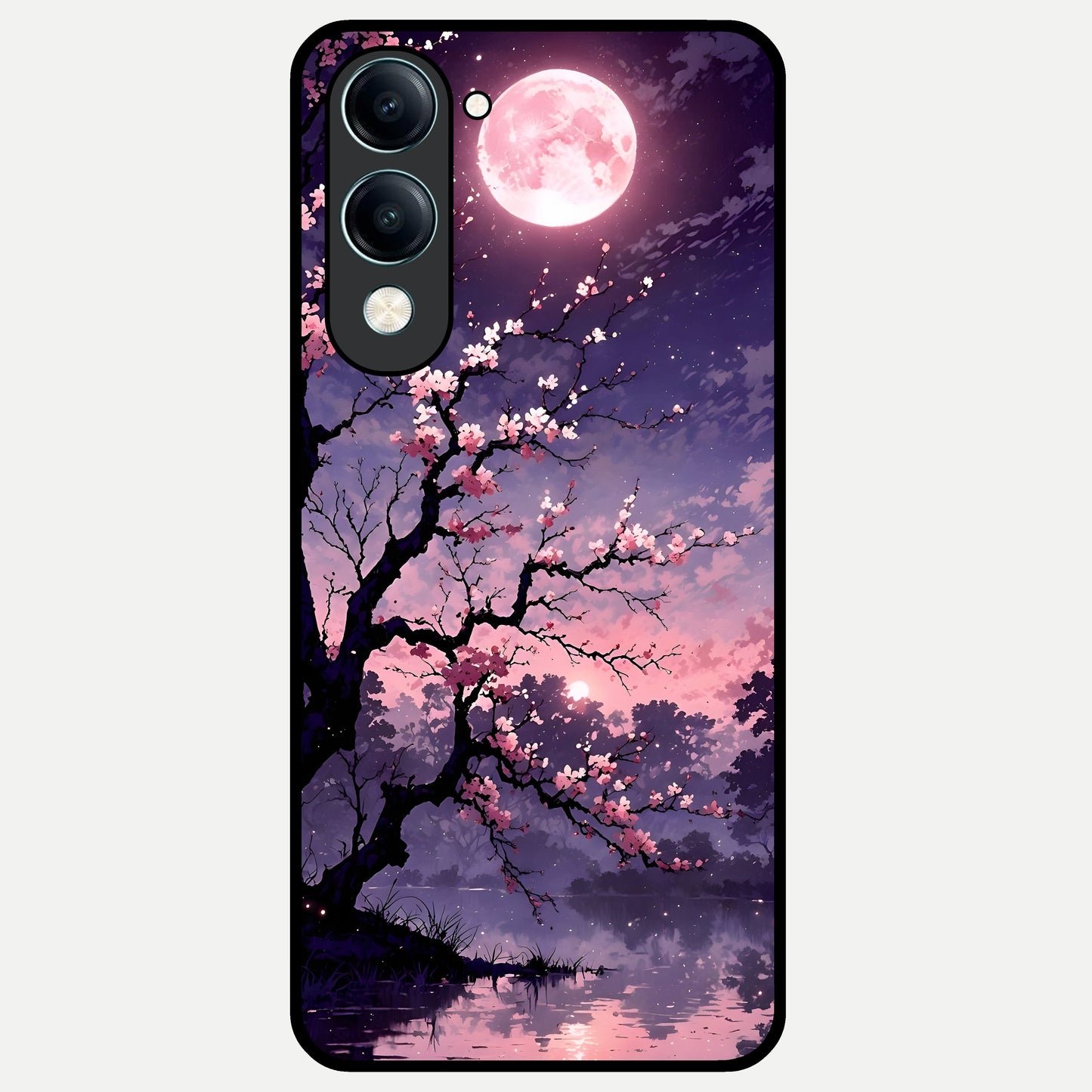  Blossom Pink Moon Glass Case for iQOO Z10 lite back cover – full design glossy printed glass finish