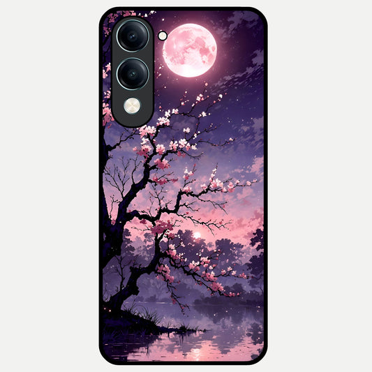 Blossom Pink Moon Glass Case for iQOO Z10 lite back cover – full design glossy printed glass finish