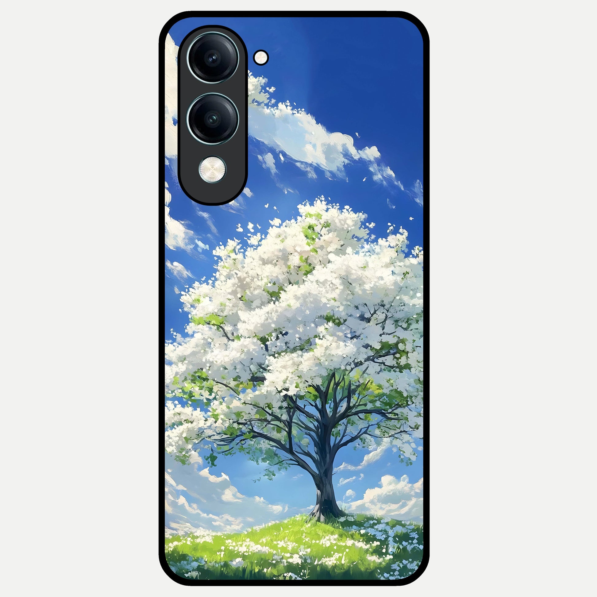  Blossom Sky Serenity Glass Case for iQOO Z10 Lite back cover – full design glossy printed glass finish