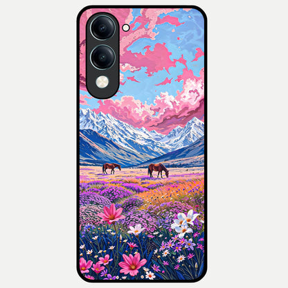  Blossom Valley Dream Glass Case for iQOO Z10 Lite back cover – full design glossy printed glass finish