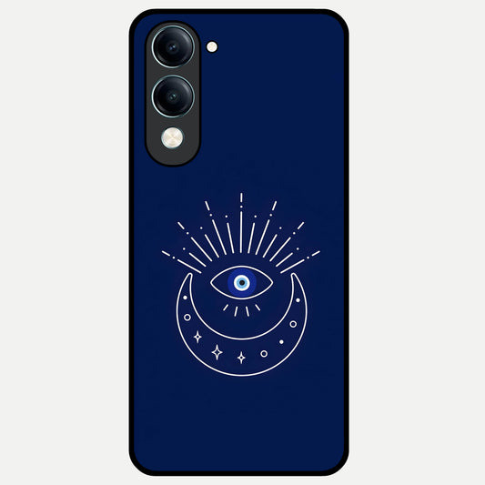  Blue Evil Eye Glass Case for iQOO Z10 Lite back cover – full design glossy printed glass finish