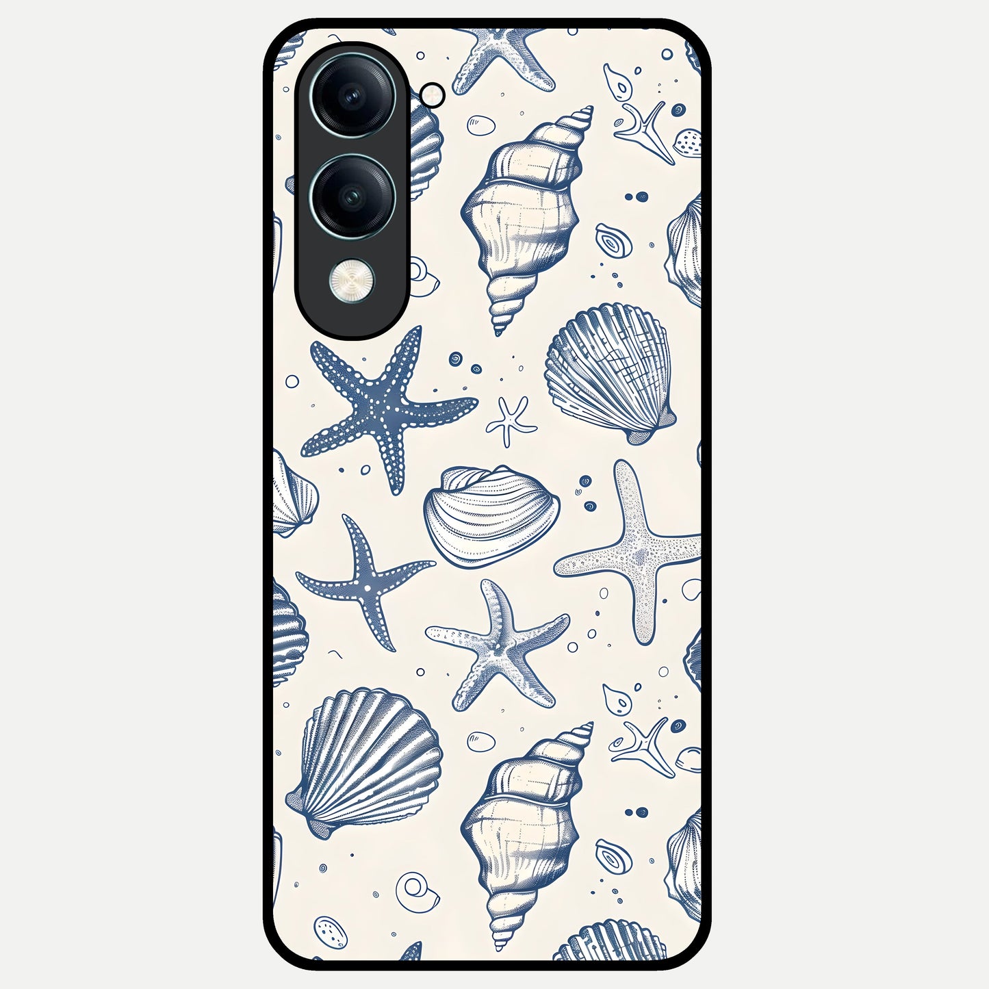  Blue Ocean Outline Glass Case for iQOO Z10 lite back cover – full design glossy printed glass finish