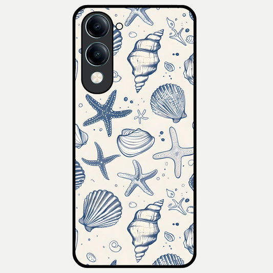  Blue Ocean Outline Glass Case for iQOO Z10 lite back cover – full design glossy printed glass finish