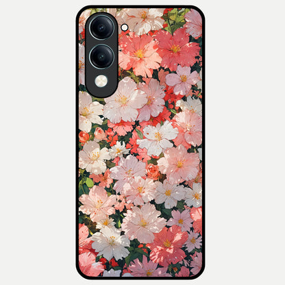  Blush Bloom Field Glass Case for iQOO Z10 Lite back cover – full design glossy printed glass finish