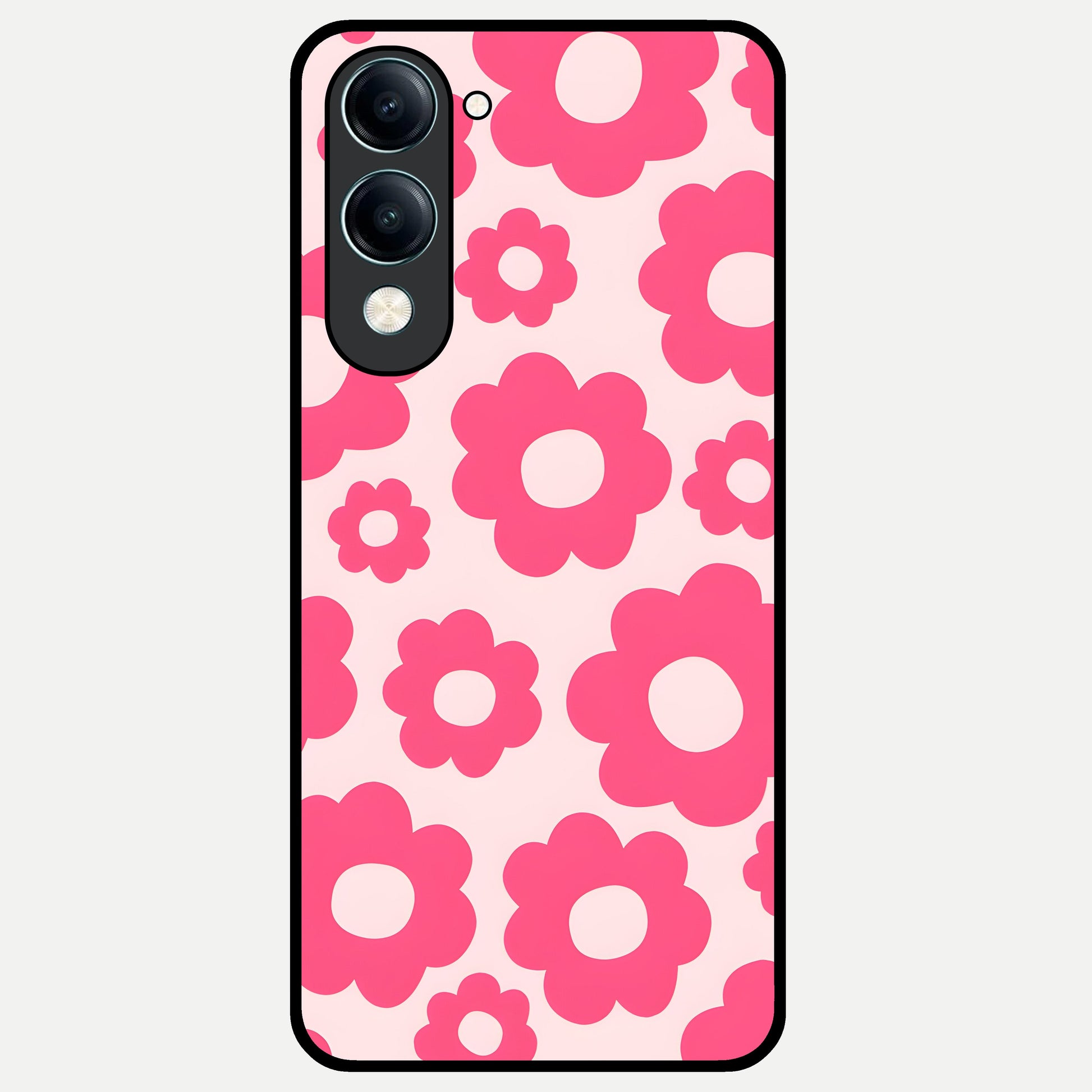  Blush Flower Pop Glass Case for iQOO Z10 Lite back cover – full design glossy printed glass finish