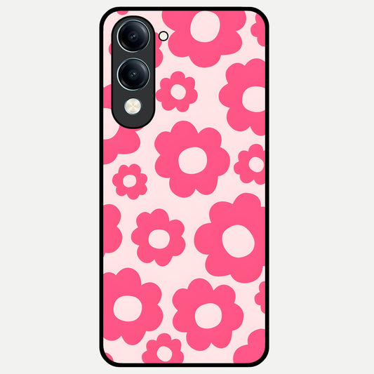  Blush Flower Pop Glass Case for iQOO Z10 Lite back cover – full design glossy printed glass finish