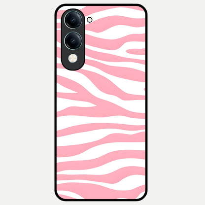  Blush Zebra Flow Glass Case for iQOO Z10 Lite back cover – full design glossy printed glass finish
