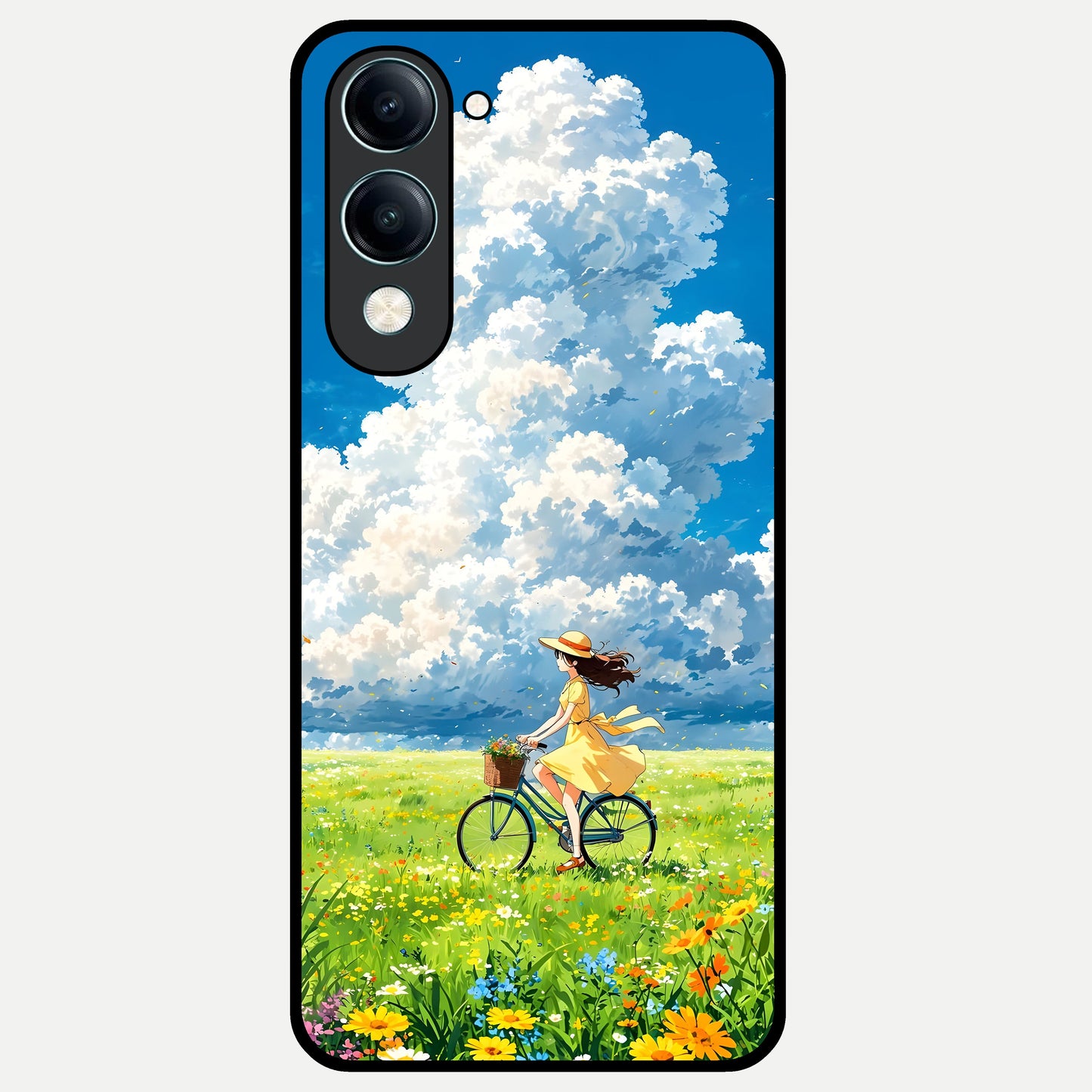  Breezy Meadow Ride Glass Case for iQOO Z10 lite back cover – full design glossy printed glass finish