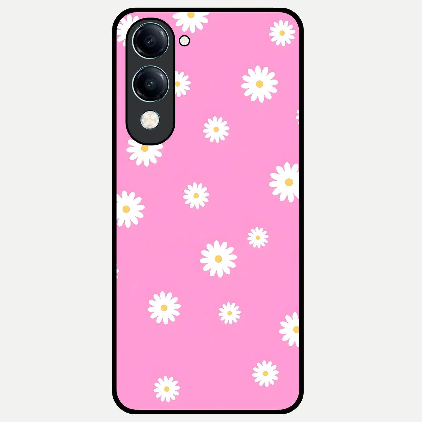  Bubblegum Daisy Pop Glass Case for iQOO Z10 Lite back cover – full design glossy printed glass finish