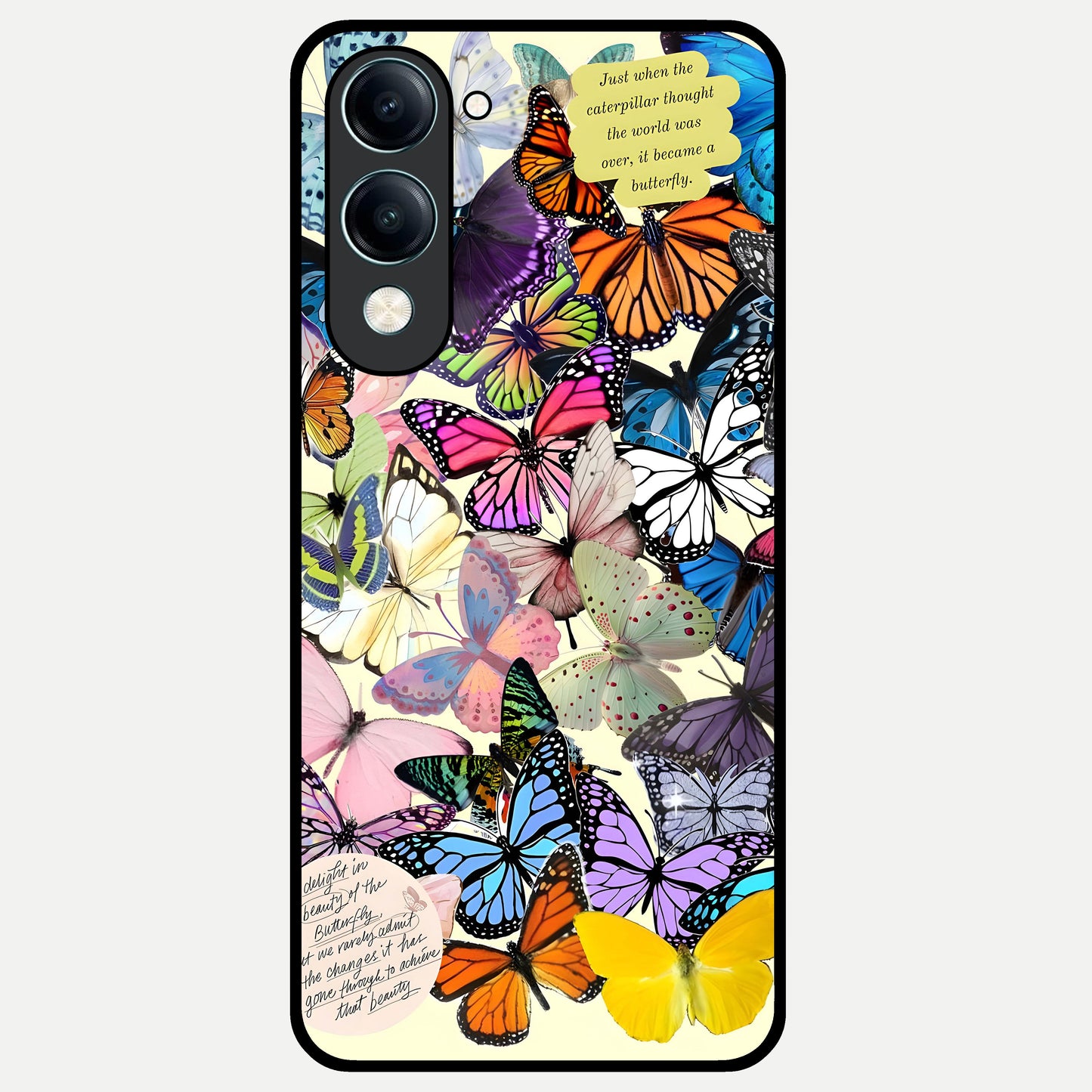  Butterflies Petal Dream Glass Case for iQOO Z10 Lite back cover – full design glossy printed glass finish
