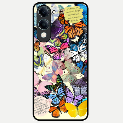  Butterflies Petal Dream Glass Case for iQOO Z10 Lite back cover – full design glossy printed glass finish