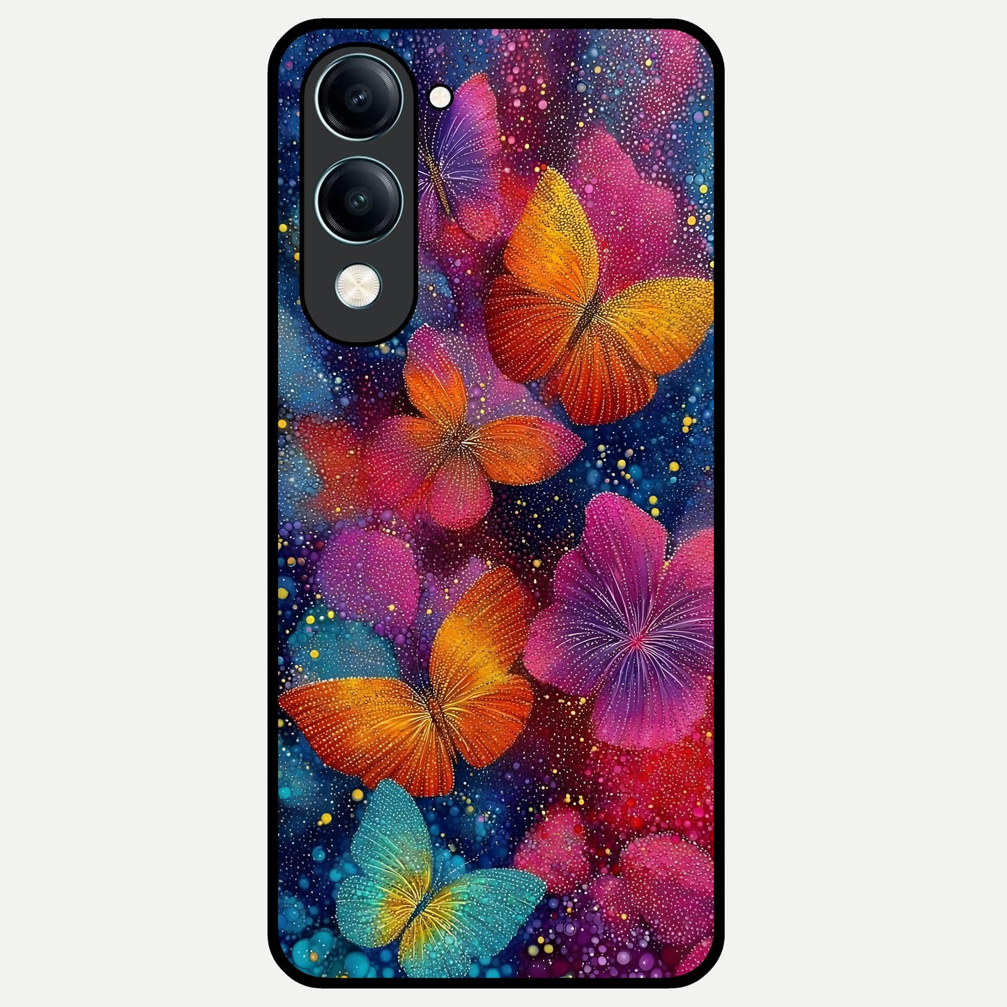  Butterfly Dream Mist Glass Case for iQOO Z10 lite back cover – full design glossy printed glass finish