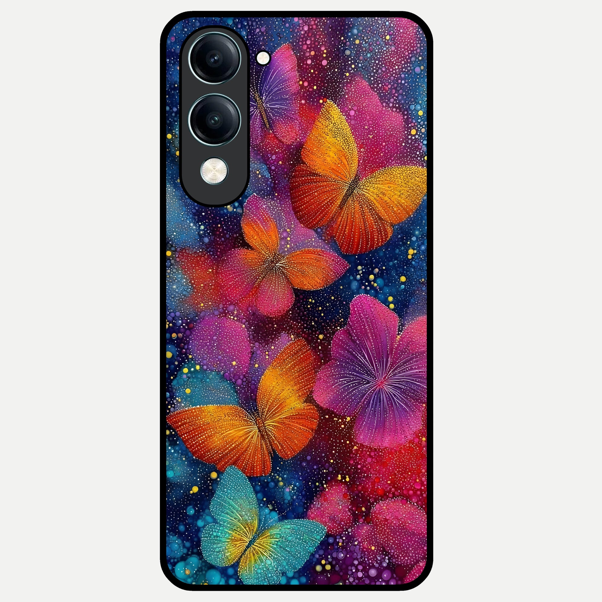  Butterfly Dream Mist Glass Case for iQOO Z10 lite back cover – full design glossy printed glass finish
