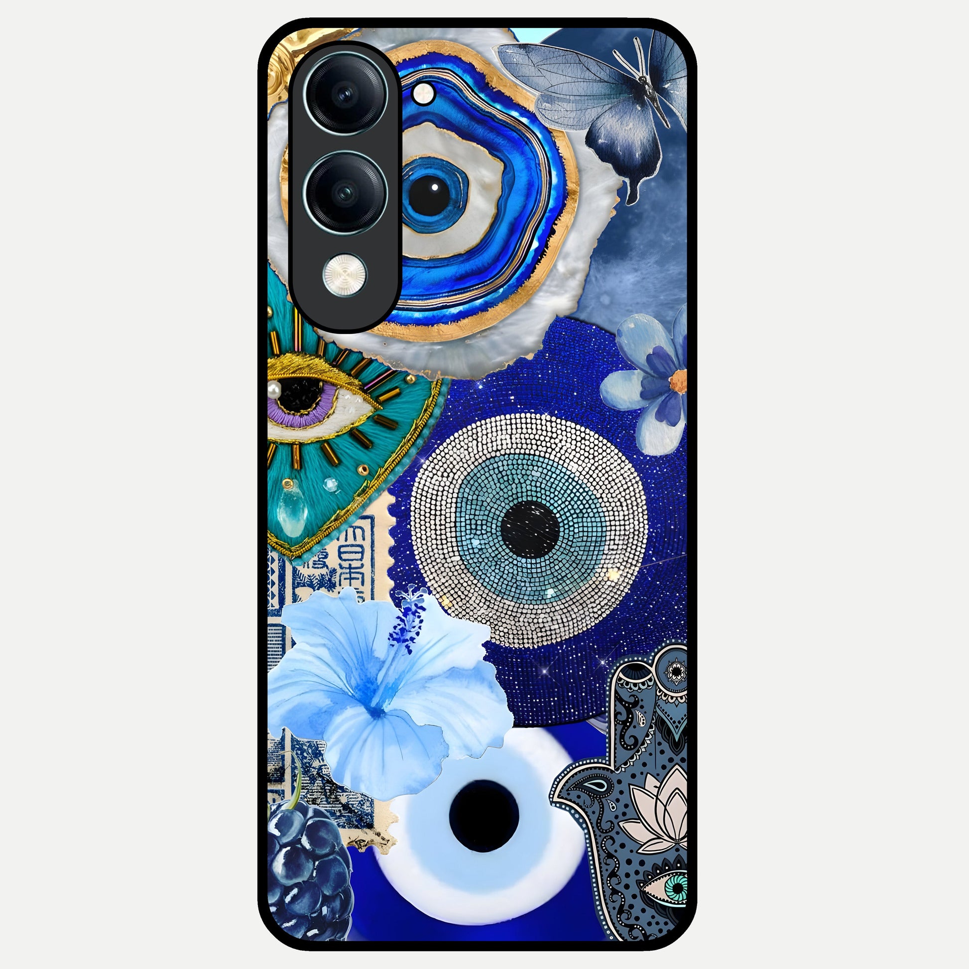  Celestial Blue Vision Glass Case for iQOO Z10 Lite back cover – full design glossy printed glass finish