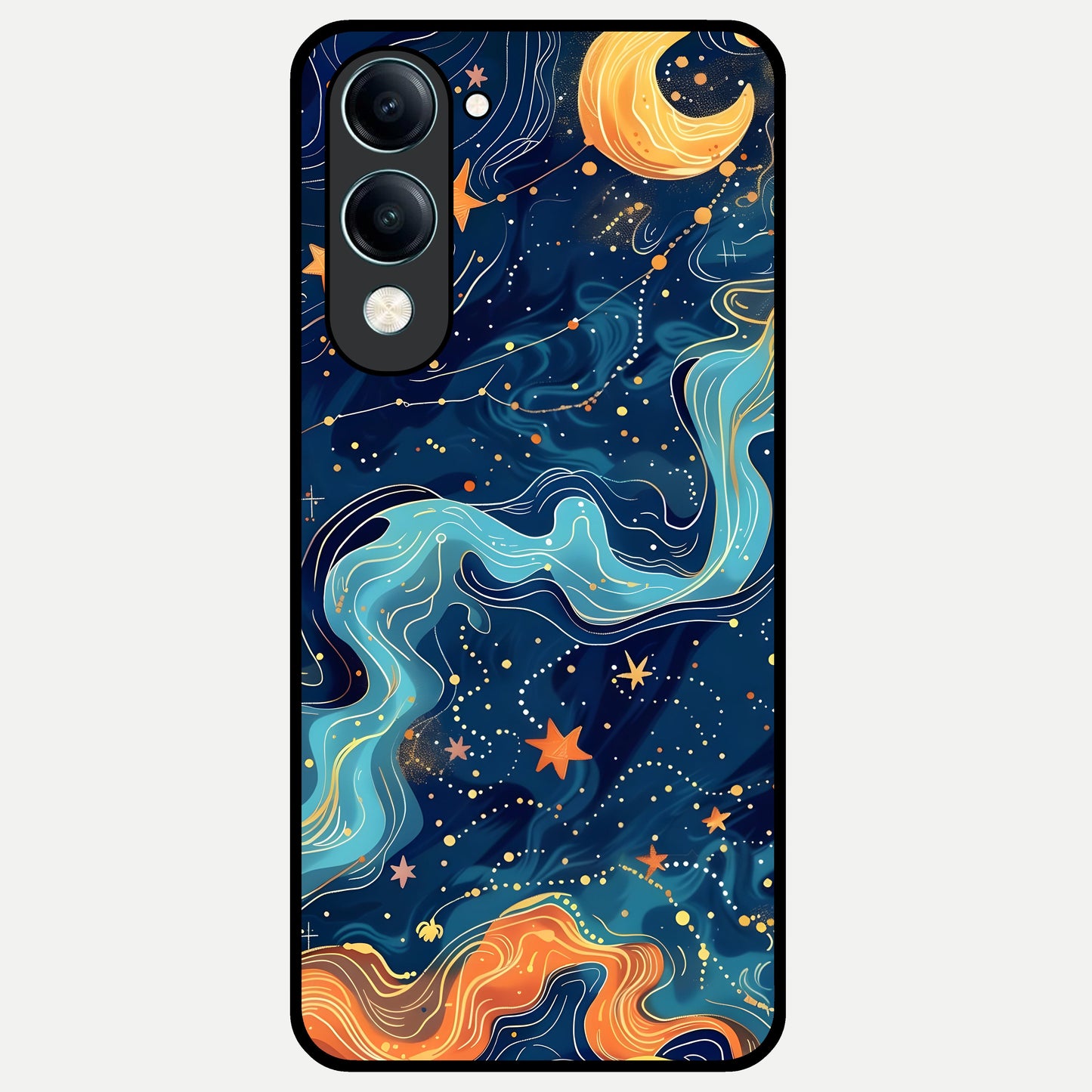  Celestial Dream Flow Glass Case for iQOO Z10 lite back cover – full design glossy printed glass finish
