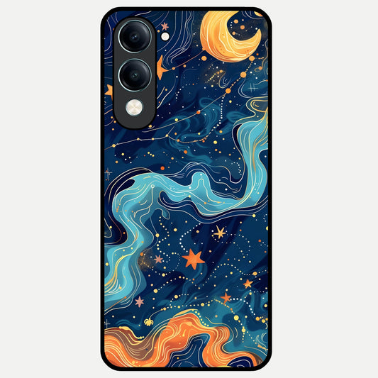  Celestial Dream Flow Glass Case for iQOO Z10 lite back cover – full design glossy printed glass finish