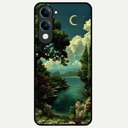  Celestial Lake Peace Glass Case for iQOO Z10 lite back cover – full design glossy printed glass finish
