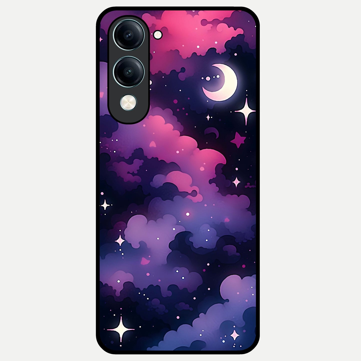  Celestial Moon Magic Glass Case for iQOO Z10 Lite back cover – full design glossy printed glass finish