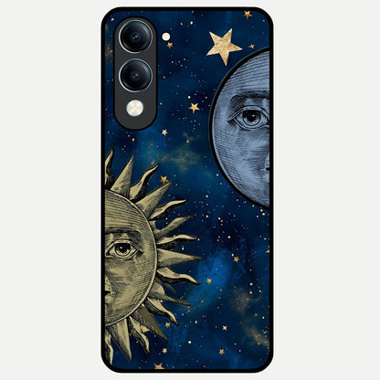  Celestial Moon With Sun Glass Case for iQOO Z10 lite back cover – full design glossy printed glass finish