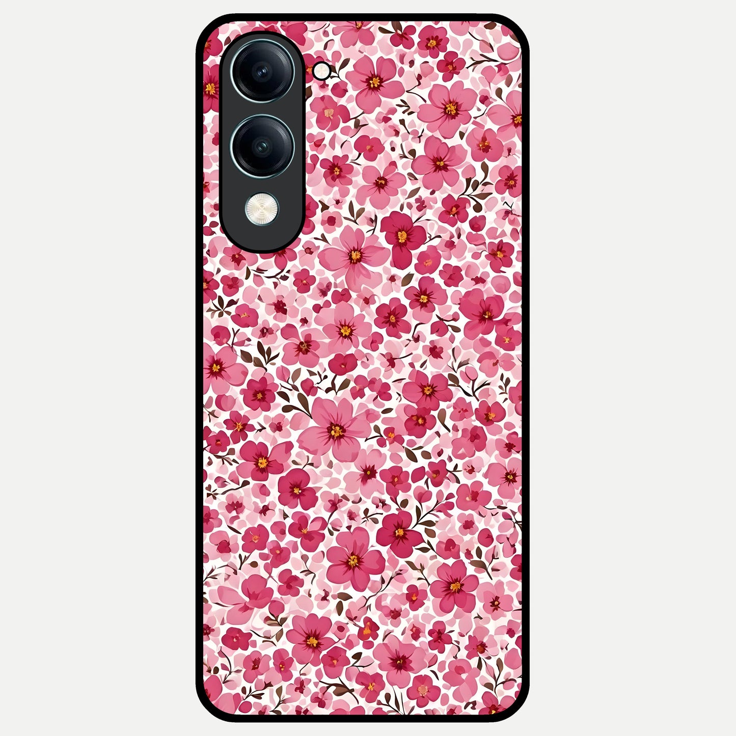  Cherry Blossom Charm Glass Case for iQOO Z10 Lite back cover – full design glossy printed glass finish