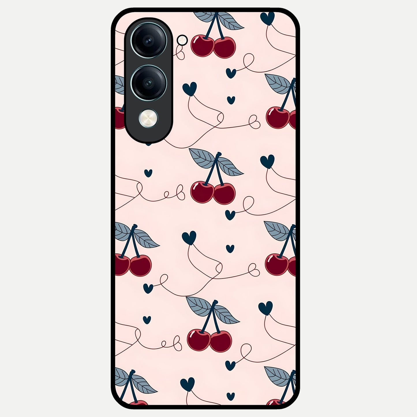  Cherry Heart Line Glass Case for iQOO Z10 lite back cover – full design glossy printed glass finish