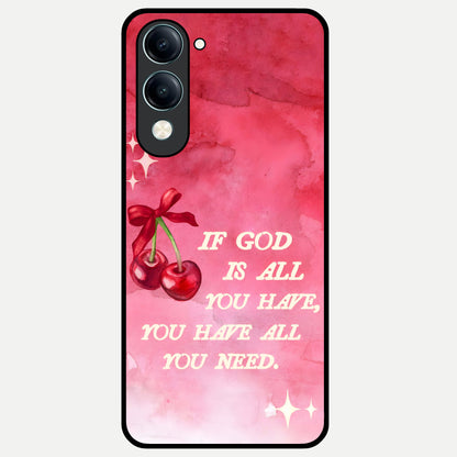 Cherry Quote Glass Case for iQOO Z10 lite back cover – full design glossy printed glass finish