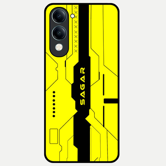  Circuit CYBERPUNK Custom Name Glass Case for iQOO Z10 lite back cover – full design glossy printed glass finish