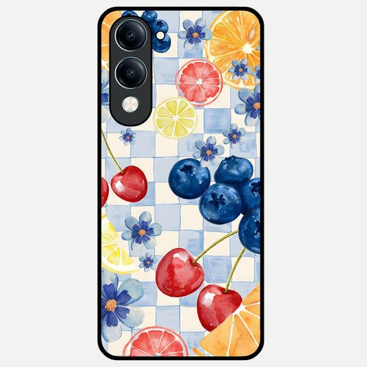  Citrus Bloom Joy Glass Case for iQOO Z10 Lite back cover – full design glossy printed glass finish