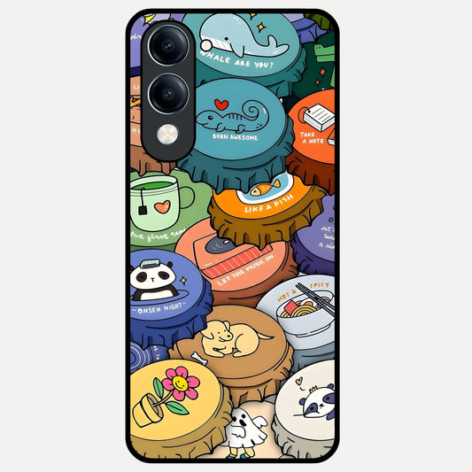  Coins Patterns Glass Case for iQOO Z10 lite back cover – full design glossy printed glass finish
