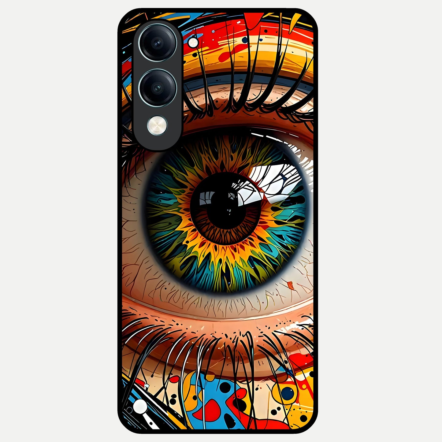  Colorful Eye Glass Case for iQOO Z10 lite back cover – full design glossy printed glass finish