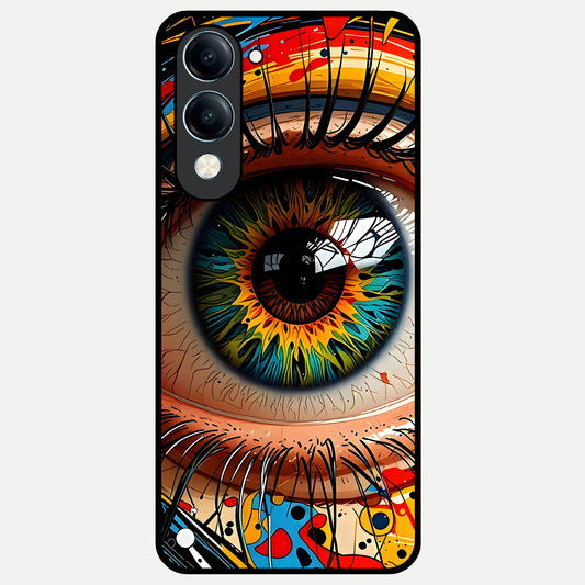  Colorful Eye Glass Case for iQOO Z10 lite back cover – full design glossy printed glass finish