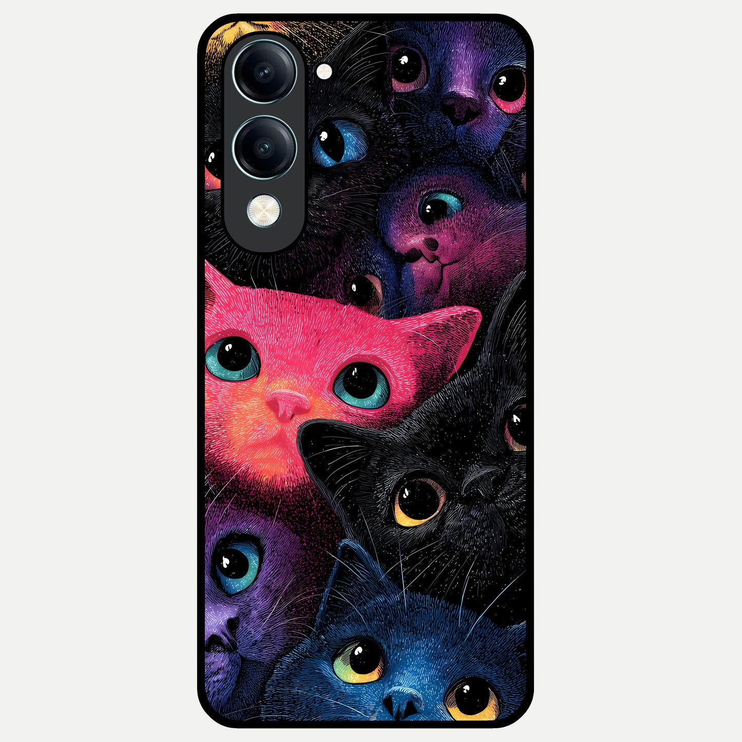  Cosmic Cats Dreams Glass Case for iQOO Z10 lite back cover – full design glossy printed glass finish