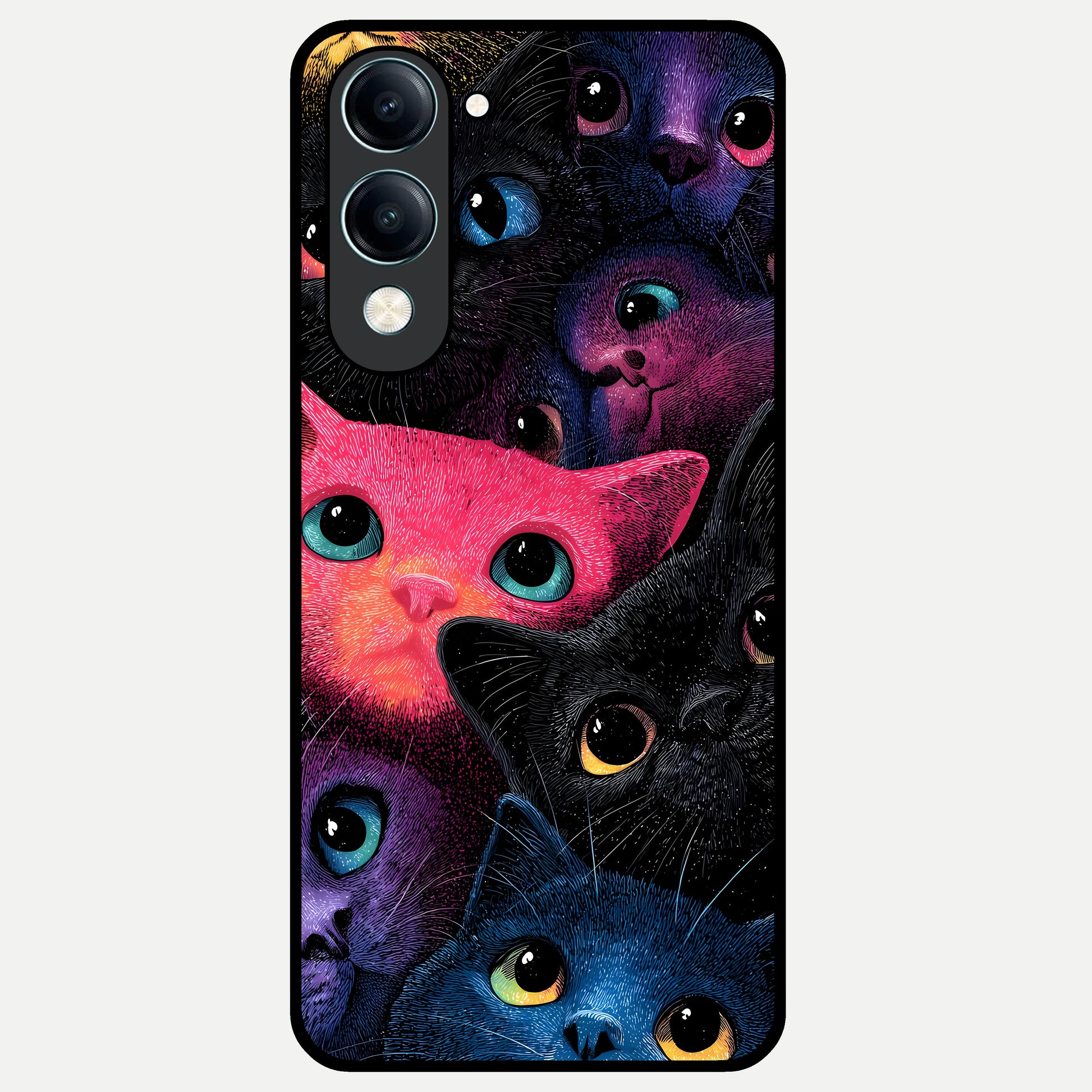  Cosmic Cats Dreams Glass Case for iQOO Z10 lite back cover – full design glossy printed glass finish