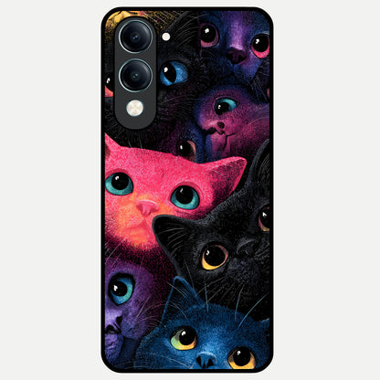  Cosmic Cats Dreams Glass Case for iQOO Z10 lite back cover – full design glossy printed glass finish