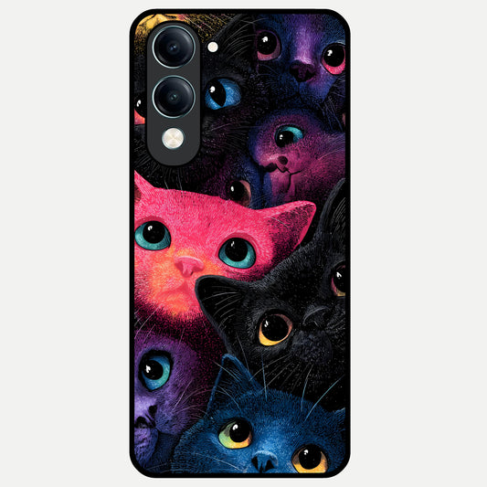  Cosmic Cats Dreams Glass Case for iQOO Z10 lite back cover – full design glossy printed glass finish