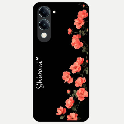  Crimson Bloom Grace Custom Name Glass Case for iQOO Z10 Lite back cover – full design glossy printed glass finish