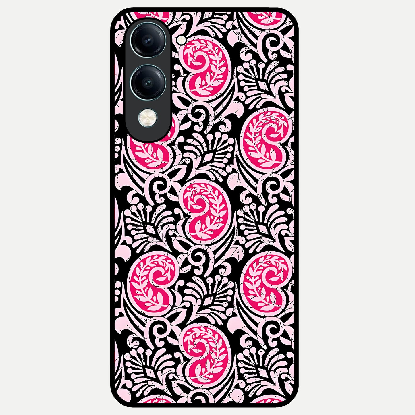  Crimson Paisley Charm Glass Case for iQOO Z10 lite back cover – full design glossy printed glass finish